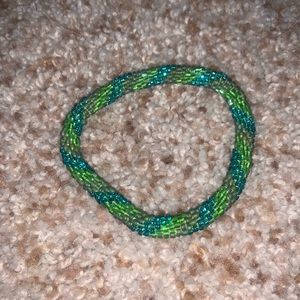 LAST CHANCE lily and laura green and blue glass bead bracelet